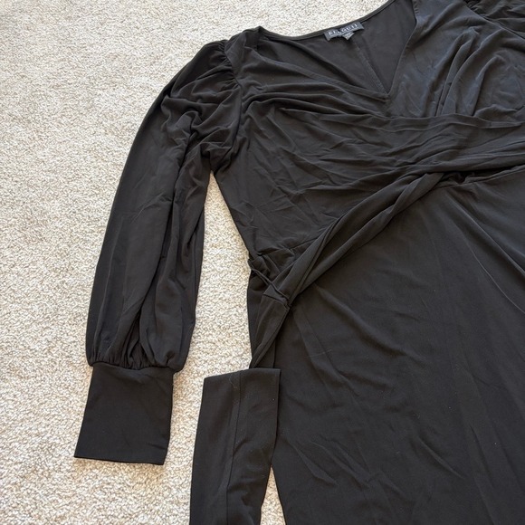 Eloquii Faux Wrap Maxi Dress Womens 18 Black V Neck NWT Formal Elegant - Picture 3 of 13